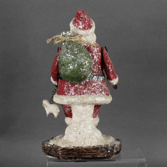 Santa Carrying A Sheep With Santa Bag On Back 10" Stocking Hanger - Picture 2 of 2